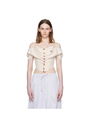 Vivienne Westwood Off-White Short Sleeve Bea Corset Cardigan Blouse