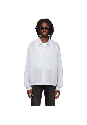 WOOYOUNGMI Blue Striped Zip-Up Shirt