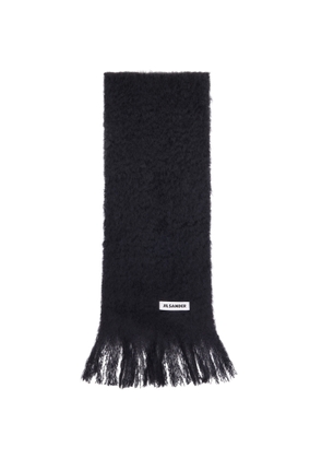 Jil Sander Black Plain Mohair Wool Scarf