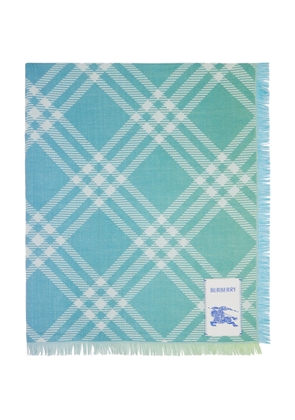 Burberry Blue Gradient Check Wool Silk Scarf