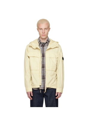 C.P. Company Beige Micro-Reps Hooded Lens Overshirt