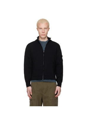 C.P. Company Black Compact Cotton Zipped Cardigan Sweater
