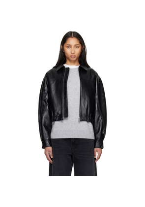 AGOLDE Black Dixon Recycled Leather Bomber Jacket