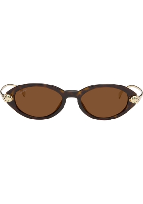 Cartier Brown & Gold 'Panthère de Cartier' Sunglasses
