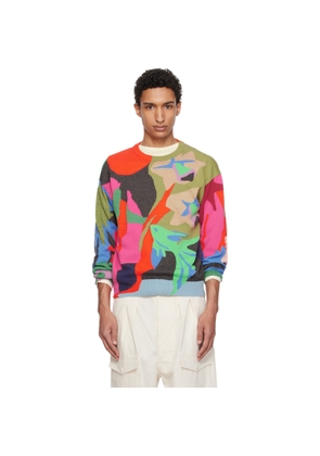 Paul Smith Multicolor 'River Collage' Knitted Cotton Sweater