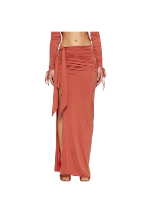 BALMAIN Orange Knotted Split Jersey Maxi Skirt