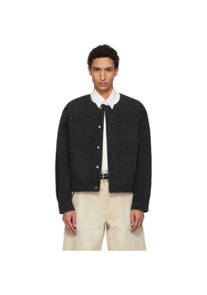 WOOYOUNGMI Black Collarless Dyed Jacket