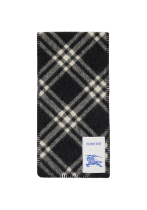 Burberry Black Check Wool Scarf