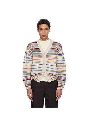 Paul Smith Beige 'Signature Stripe' Cotton-Blend Cardigan