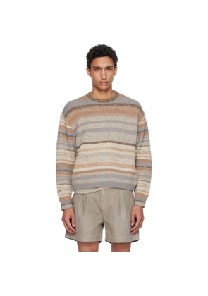 ERL Brown Striped Knit Crewneck