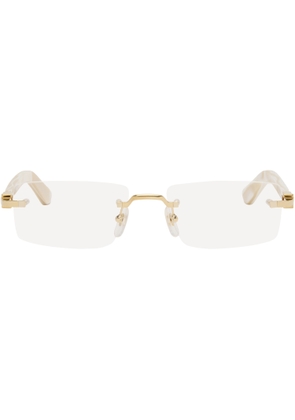 Cartier Gold & Off-White Signature C Rimless Glasses