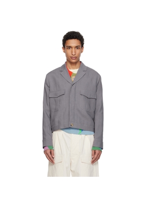 Paul Smith Purple Linen Open-Collar Jacket