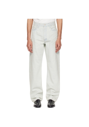 Fear of God Blue Bleach Washed Denim Straight 5 Pocket Jeans