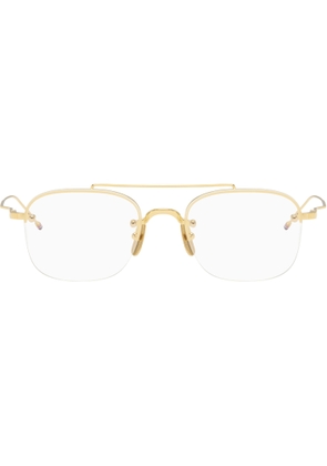 Thom Browne Gold Titanium Semi-Rimless Pilot Glasses
