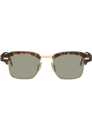 Thom Browne Brown Acetate & Titanium Square Sunglasses