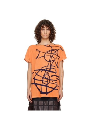 Vivienne Westwood Orange Beach Top Graffiti Orb Cover-Up Top