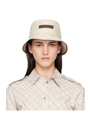 Burberry Off-White Logo Gabardine Bucket Hat