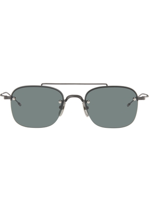Thom Browne Gray Titanium Semi Rimless Pilot Sunglasses
