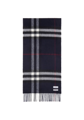 Burberry Navy Check Cashmere Scarf