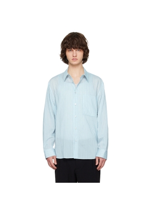 Solid Homme Blue Lyocell Nylon Stripe Shirt