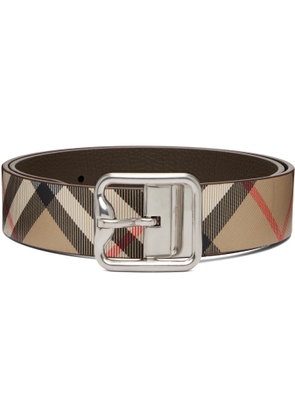 Burberry Beige Reversible Check B Buckle Belt