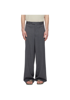 Solid Homme Gray Semi-Wide Back Banding Trousers