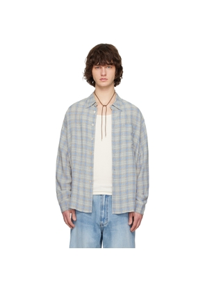Solid Homme Blue Viscose Linen Check Shirt