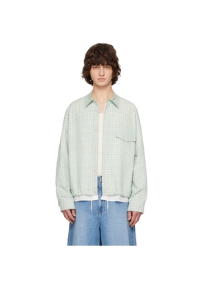 Solid Homme Green & White Layered Check Out Shirt