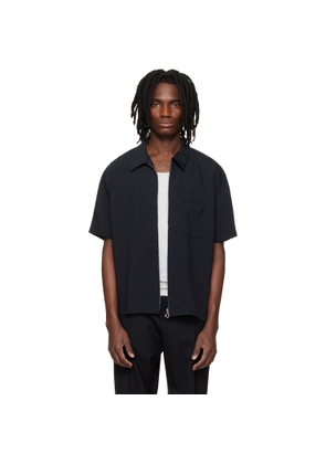 Solid Homme Black Zip Shirt