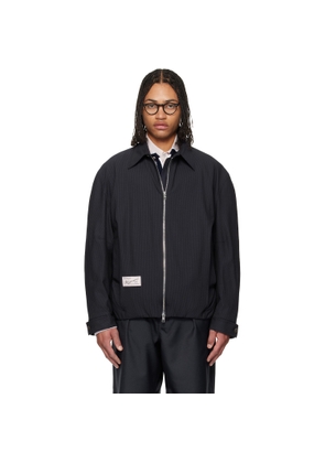 WOOYOUNGMI Navy Pin Stripe Zip-up Jacket