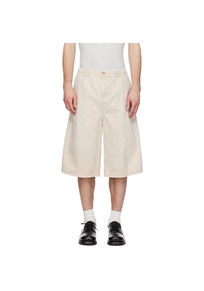 Solid Homme Beige Faded Denim Shorts