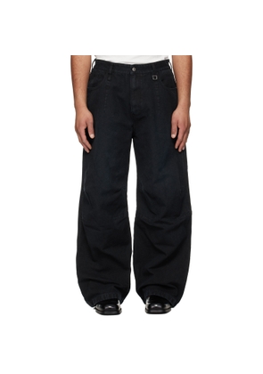 WOOYOUNGMI Navy 3D Wide Dyed Jeans