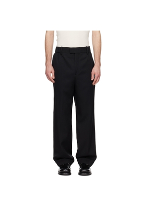 Solid Homme Black Turn-Up Wool Trousers