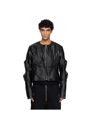 Swampgod Black Padded Leather Biker Jacket