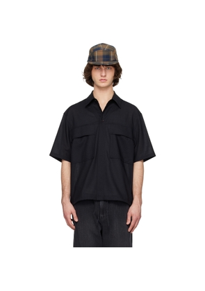 Solid Homme Black Flap Pocket Shirt