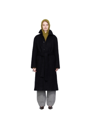 UMARMUNG Black Shaggy Wool Oversized Coat
