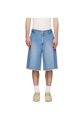 Solid Homme Blue Stripe Denim Bermuda Shorts