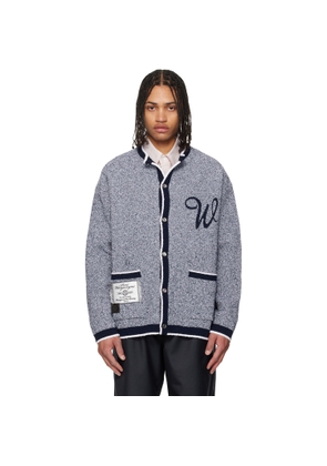 WOOYOUNGMI Navy Round Neck Logo Cardigan