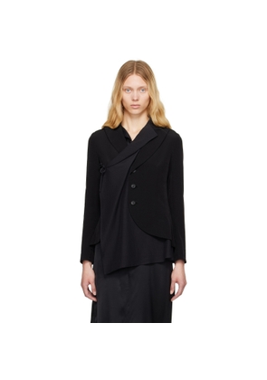YOHJI YAMAMOTO Black Crepe De Chine 2 Layered Wrap Blazer