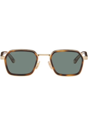 Gucci Gold & Brown Sqaure Frame Sunglasses