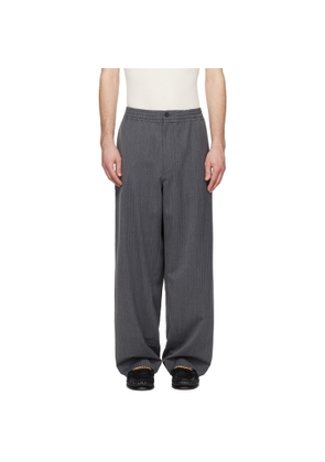 Solid Homme Gray Striped Wool Trousers