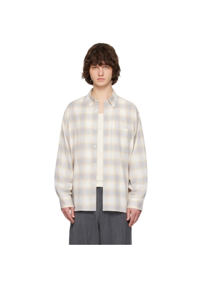 Solid Homme Yellow & Gray Wool Cotton Check Shirt