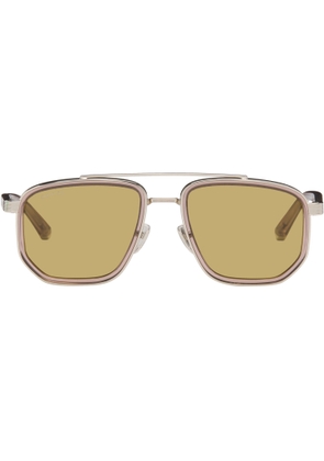 Gucci Silver & Brown Navigator Frame Sunglasses