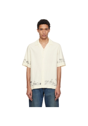 Paul Smith Off-White Viscose-Linen Embroidered Shirt