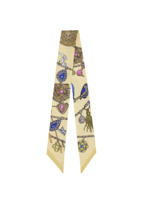 Versace Yellow Printed Silk Twill Ribbon Scarf