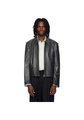 MMIC Gray Vapor Leather Jacket