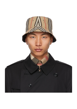 Burberry Reversible Beige Cotton Icon Stripe Bucket Hat