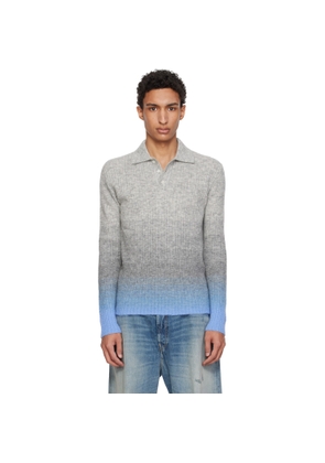 ERL Gray Thin Gradient Knit Polo