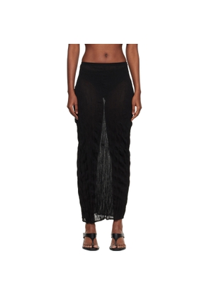 TOTEME Black Crinkled Knit Midi Skirt