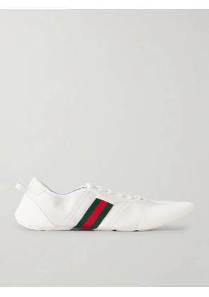Gucci - Flex Web Stripe-Detail Suede-Trimmed Leather Sneakers - Men - White - UK 8